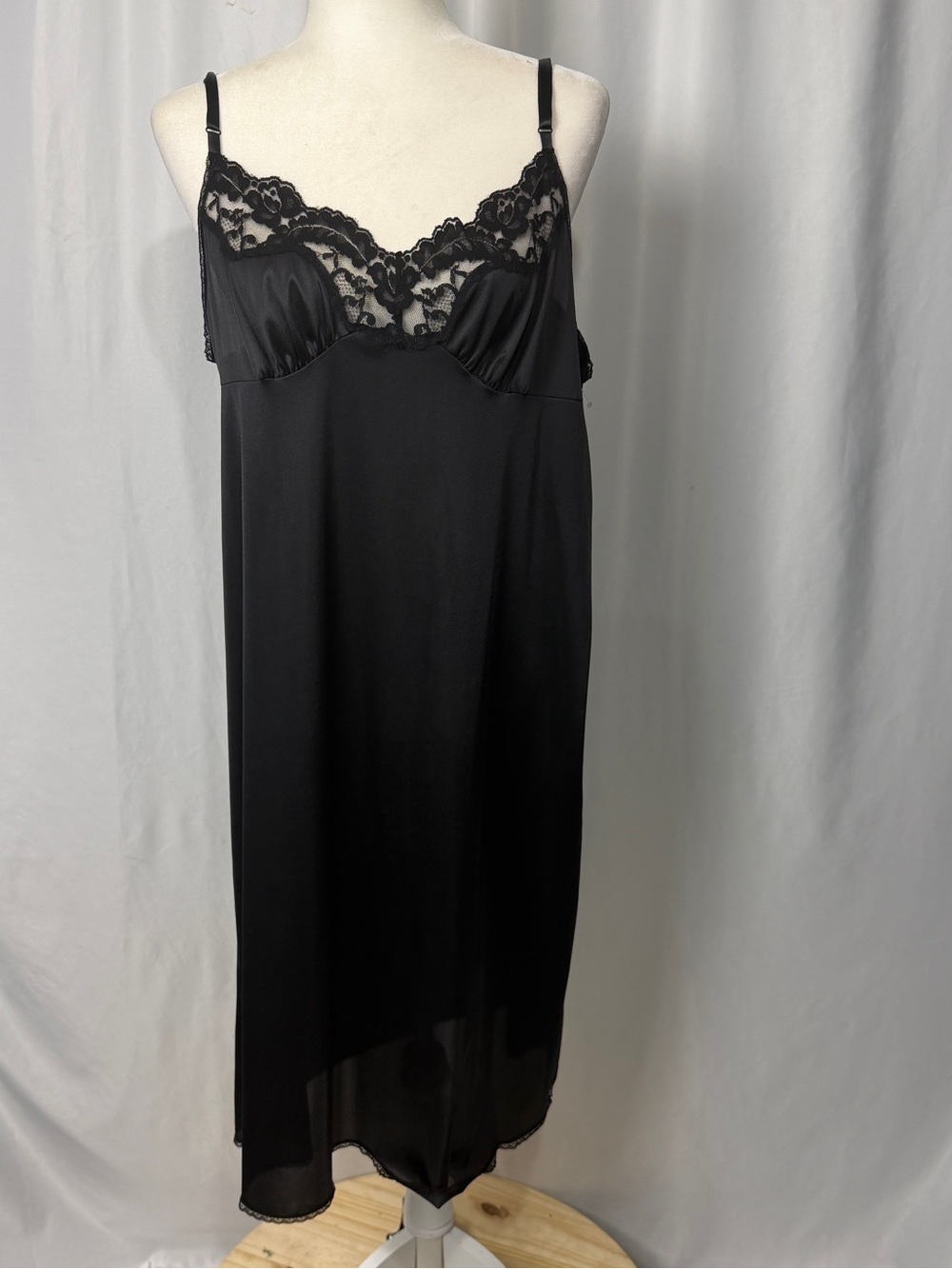Black Lace-Trim Satin Slip Dress - Women Intimates